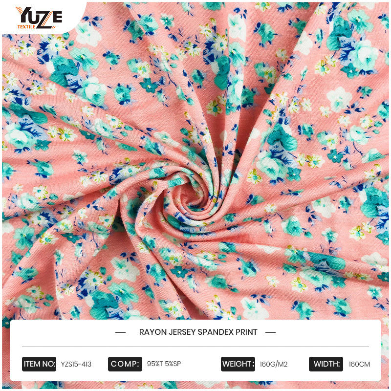 YZS15-413 Rayon Jersey Spandeks Baskı