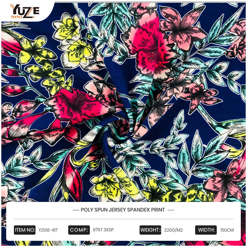 YZS18-417 Poly Spun Jersey Spandex Baskı