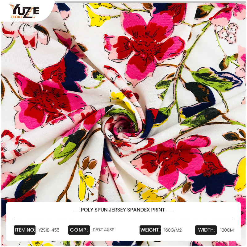 YZS18-455 Poli Dönen Jersey Spandex Baskı