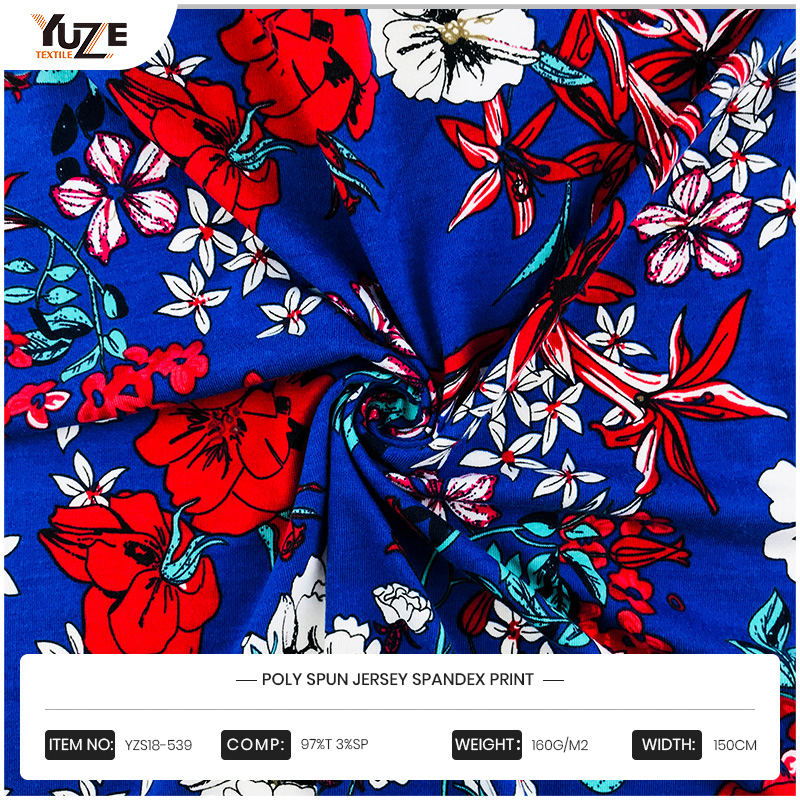 YZS18-539 Poly Spun Jersey Spandex Baskı