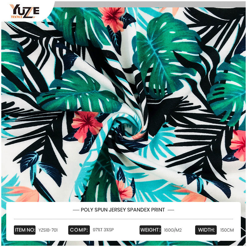 YZS18-701 Poly Spun Jersey Spandex Baskı