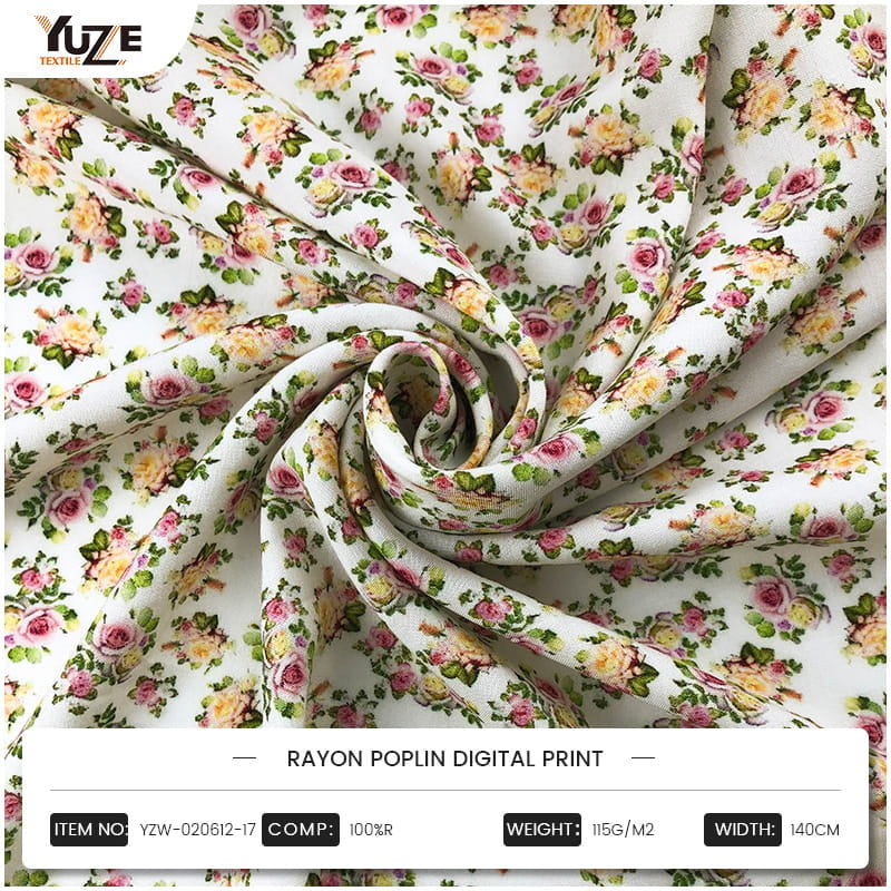 YZW-020612-17 Rayon Poplin Dijital Baskı