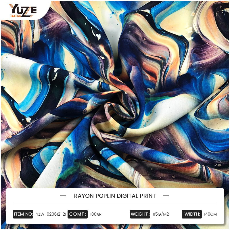 YZW-020612-21 Rayon Poplin Dijital Baskı